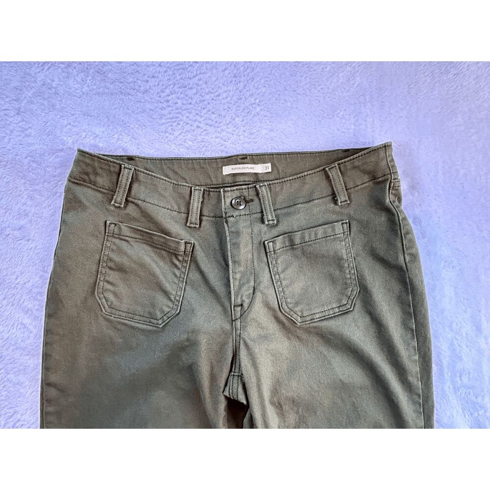 Levi's Super Low Flare Olive Green Jeans Size 31, Wide Flare, Casual - Picture 10 of 11